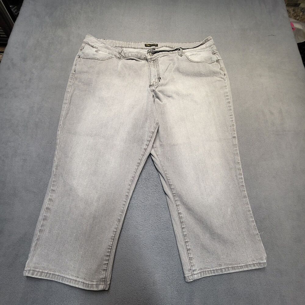 Rocawear Jeans Womens 24 Gray Capri Distressed Denim Stretch